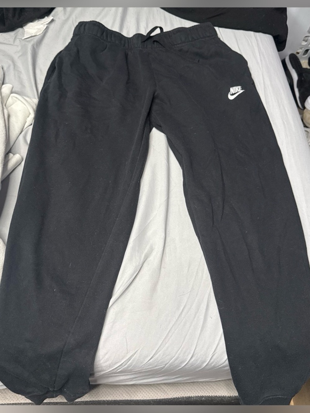 Nike Black Fleece Joggers with White Swoosh